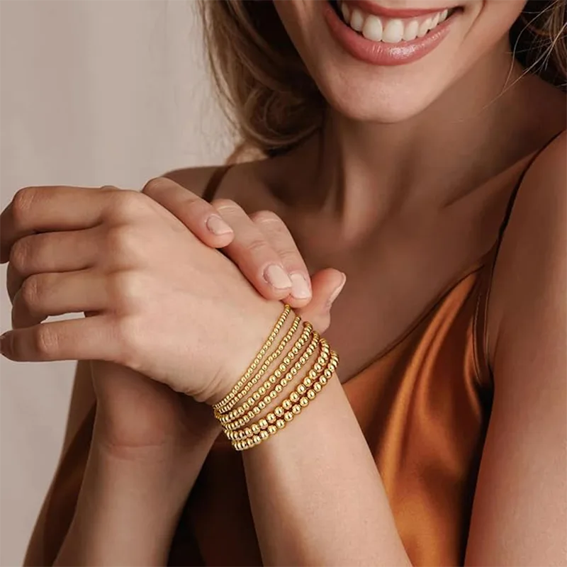 Bracelets de perles plaqués or 14 carats