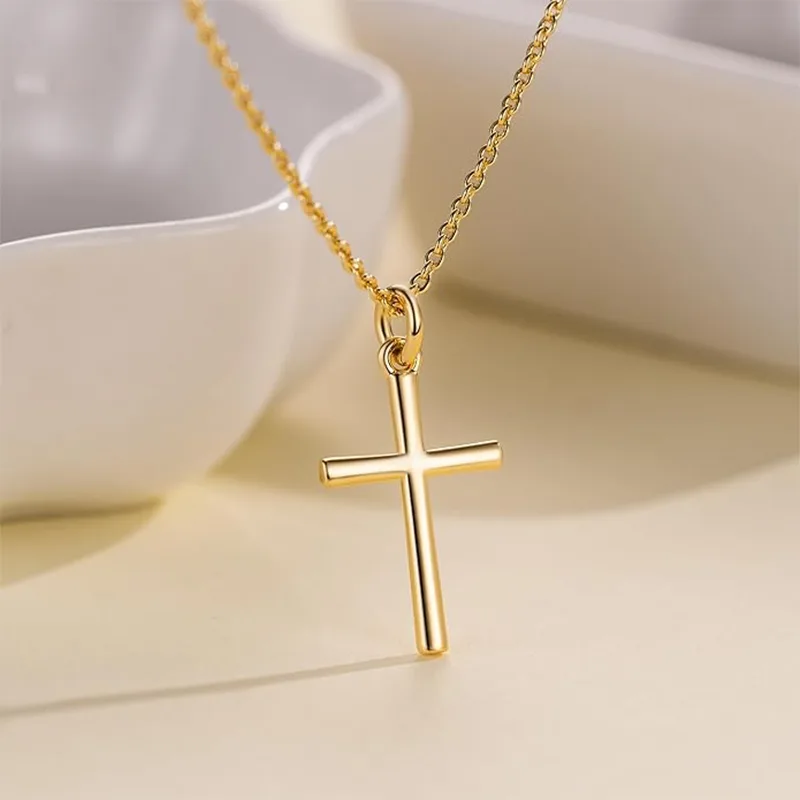 Collier de mode en forme de croix pour femmes en or 14 carats
