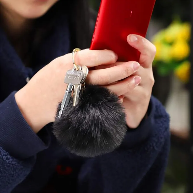 Porte-clés en peluche douce en fausse fourrure